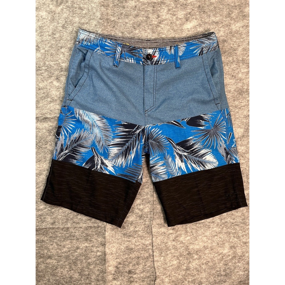 O'Neill Mens 32 Hybrid Shorts Blue Tropical 10" inseam